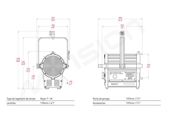 Photo Fresnel Led 300W Noir RAYZR 7 Bicolor (3200K -18-50°)